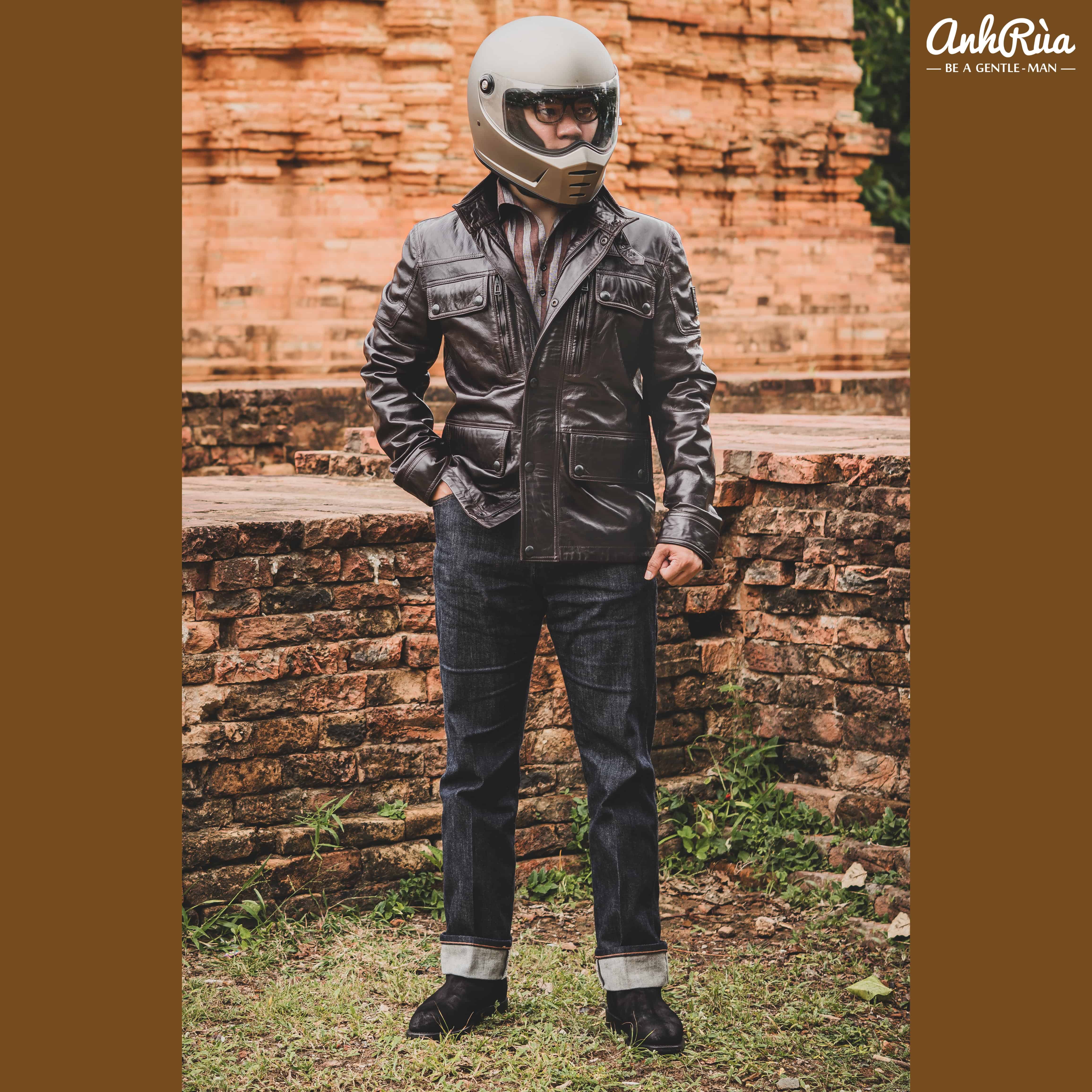 Áo Khoác Da Nam Dark Brown Dene Lambskin Military Jacket Belstaff