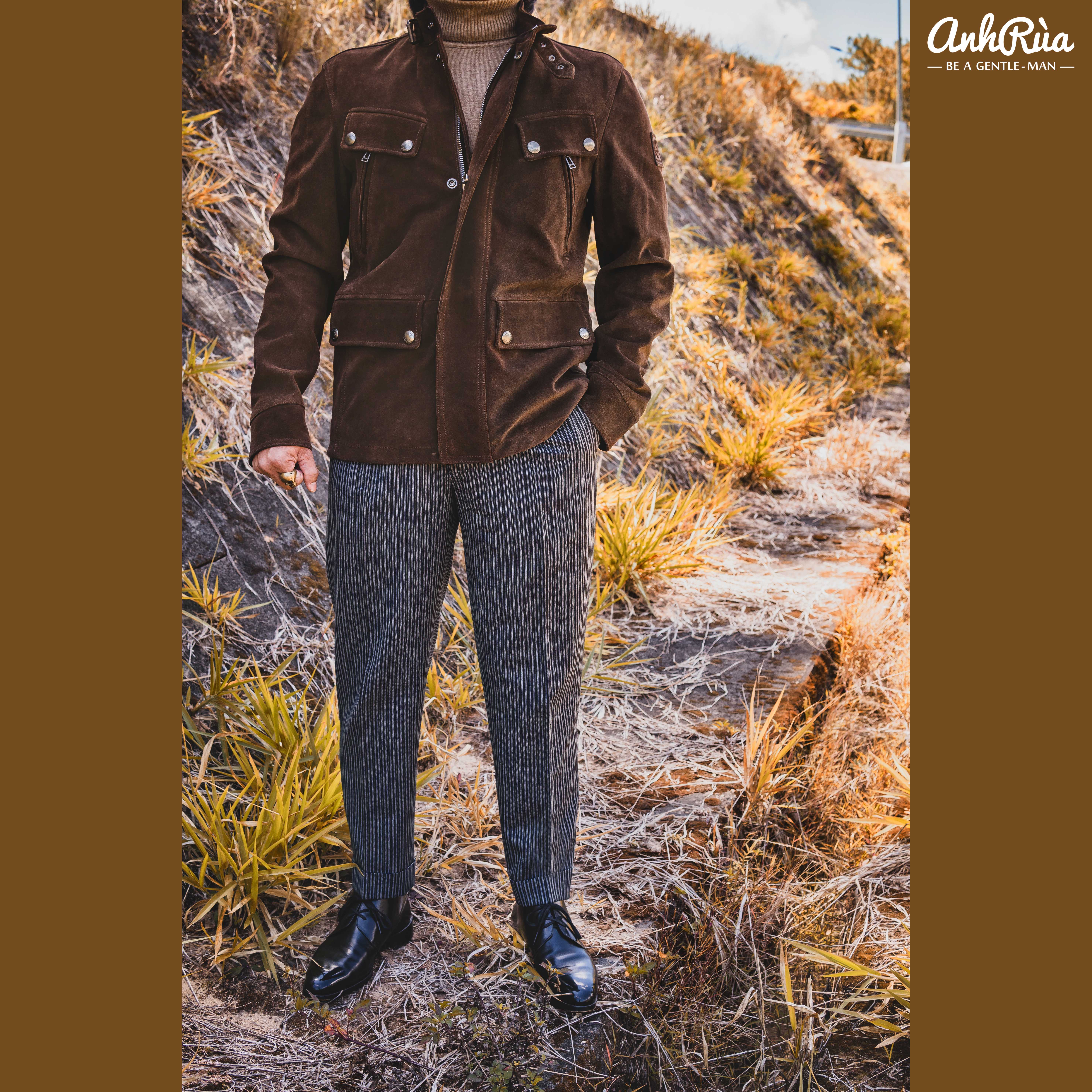 Áo Khoác Da Lộn Suede Dark Brown Denesmere Jacket Belstaff