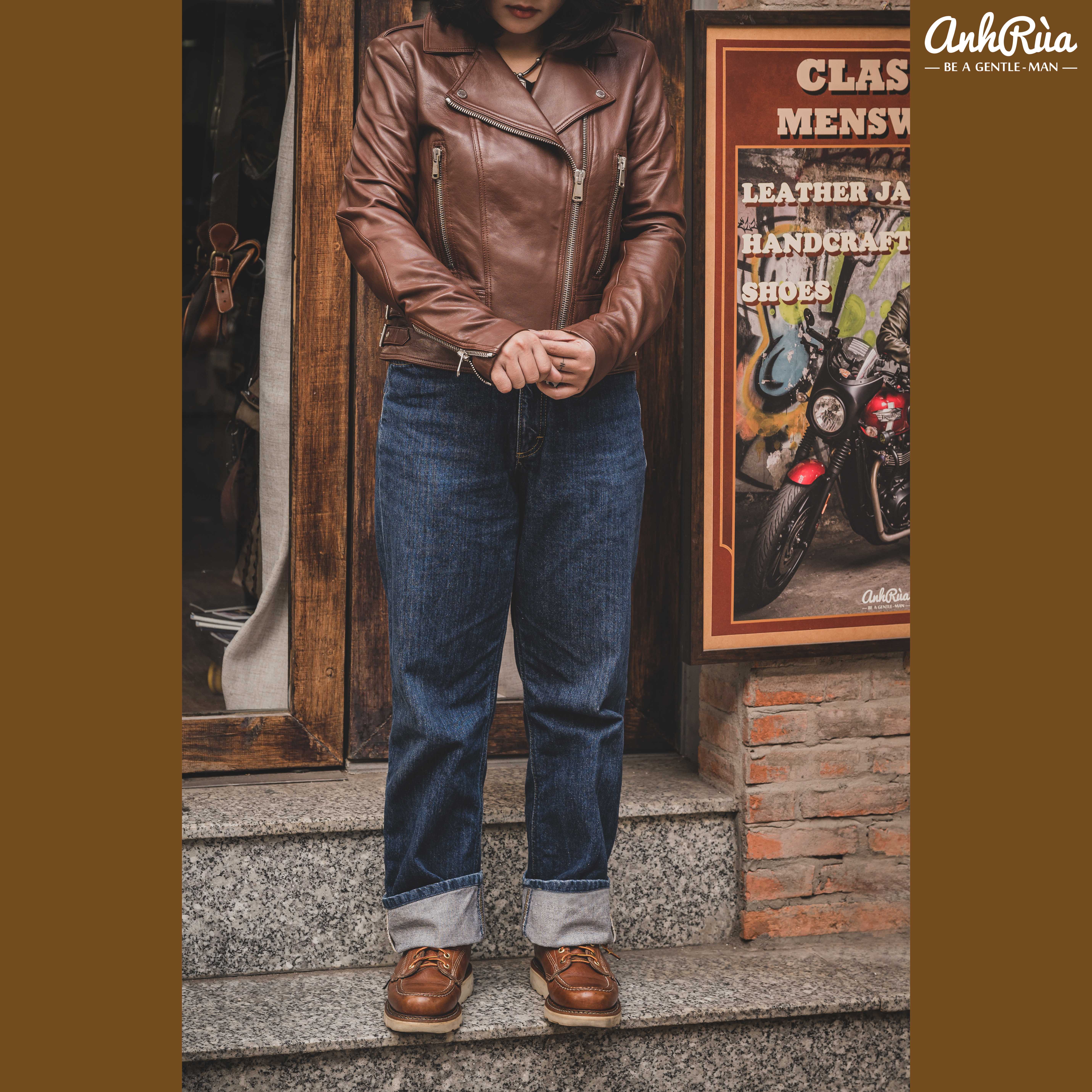 Áo Khoác Da Nữ Medium Brown Lambskin Marvingt 2.0 Women Double Rider Belstaff