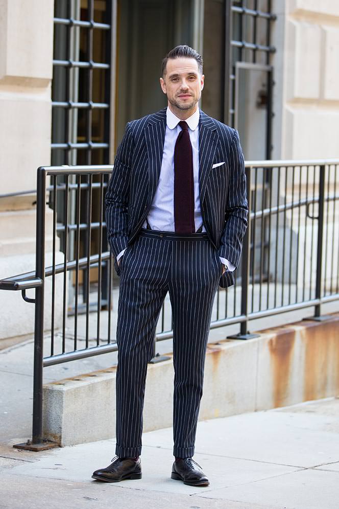 blue pinstripe suit burgundy tie mens business outfit ideas 2016 1